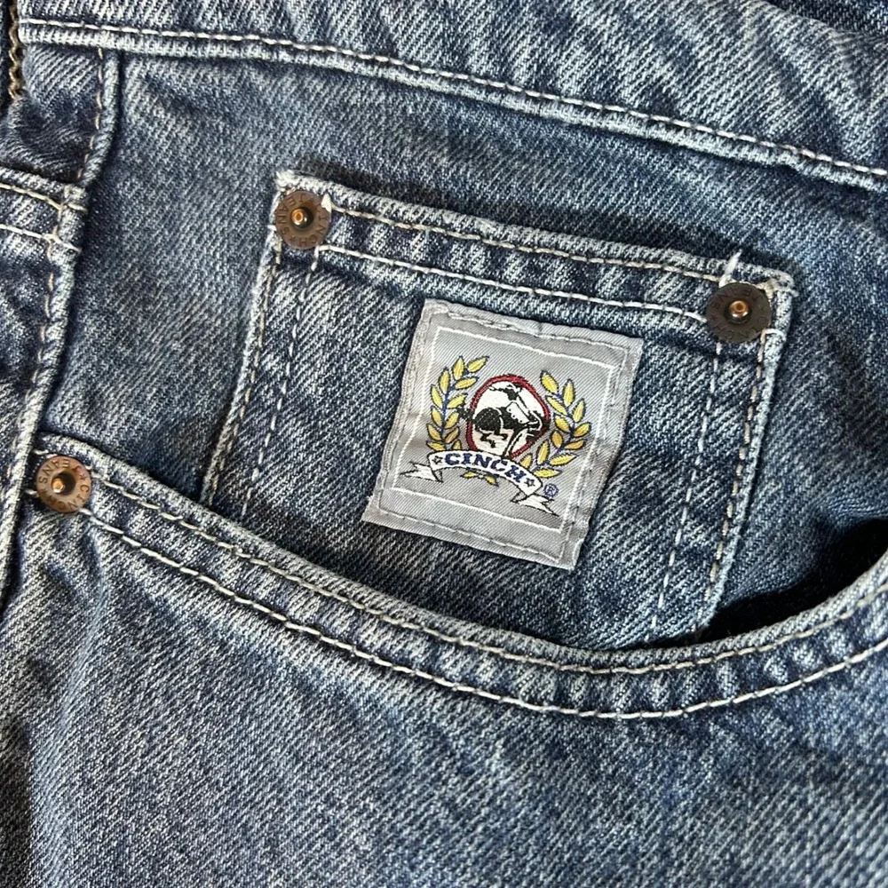 Cinch Mens Silver Label Straight Leg‎ Jeans Blue Hemmed 38x30 Fits 39x27 Western